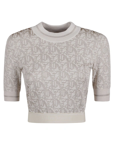 Shop Palm Angels Monogram Jord Knit Top In White/beige