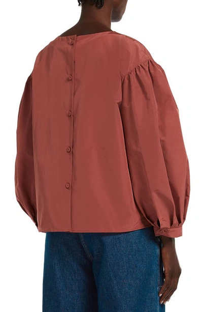 Shop Max Mara Zeus Volume Sleeve Button Back Top In Rust