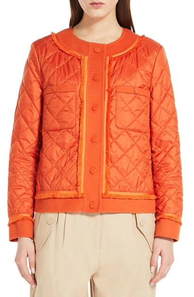 Shop Max Mara Ferro Quilted Jacket In Orange