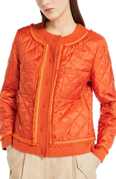Shop Max Mara Ferro Quilted Jacket In Orange