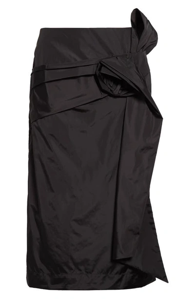 Shop Simone Rocha Pressed Rose Satin Midi Pencil Skirt In Black