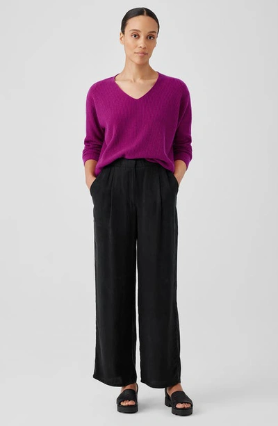 Shop Eileen Fisher V-neck Cashmere Rib Pullover Sweater In Rhapsody