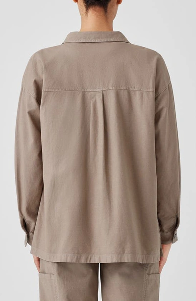 Shop Eileen Fisher Boxy Stretch Organic Cotton & Hemp Shirt Jacket In Briar