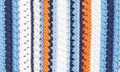 Akris Punto Crochet Knit Chair Striped Midi Skirt In Blue Multicolor