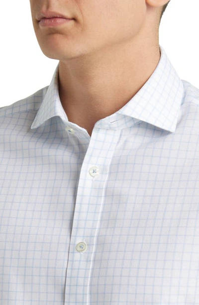 Shop Charles Tyrwhitt Slim Fit Non-iron Grid Dress Shirt In Cornflower Blue