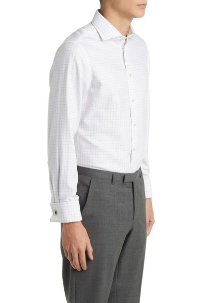Shop Charles Tyrwhitt Slim Fit Non-iron Grid Dress Shirt In White/ Silver Grey