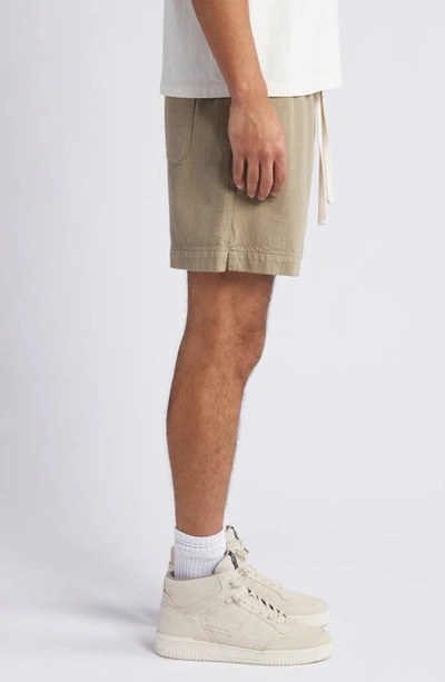 Shop Frame Elastic Waist Cotton Terry Shorts In Dark Beige