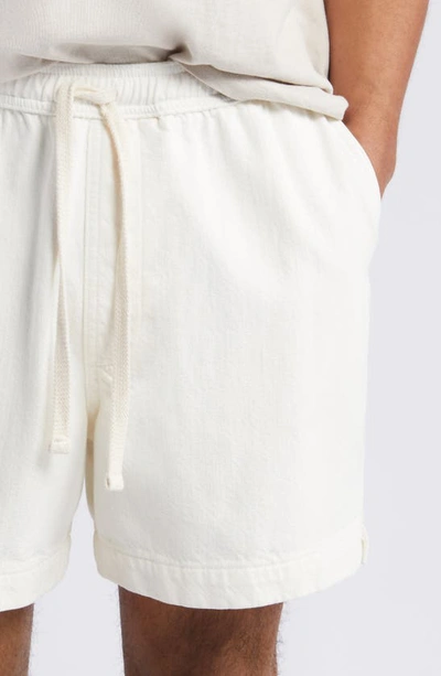 Frame Elastic Waist Cotton Terry Shorts In Off White