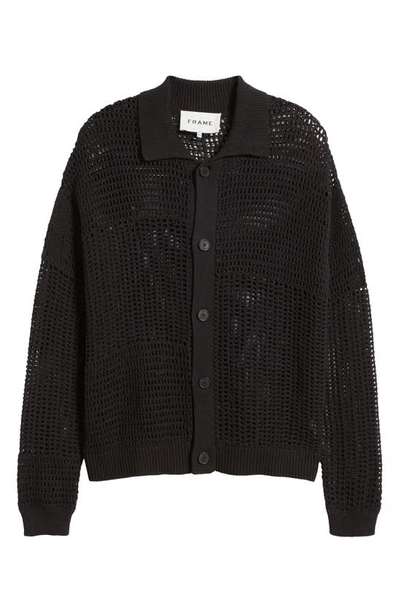 Shop Frame Mixed Open Stitch Cotton Cardigan In Black