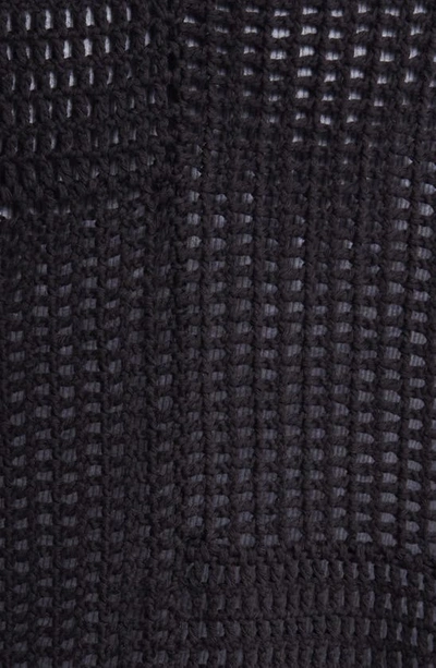 Frame Mixed Open Stitch Cotton Cardigan In Black