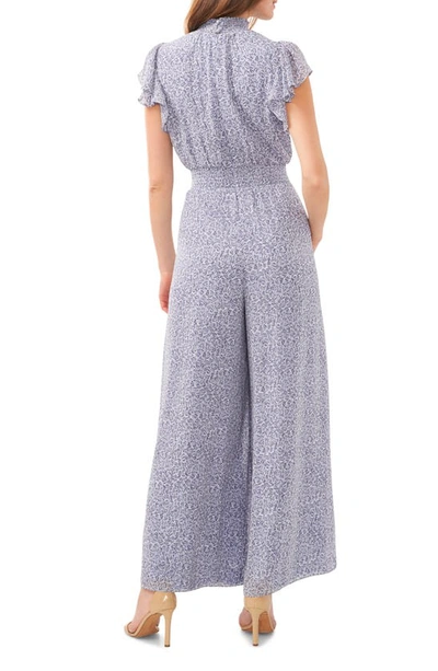 Halogen Flutter Sleeve Wide Leg Jumpsuit In Soft Indigo Blue