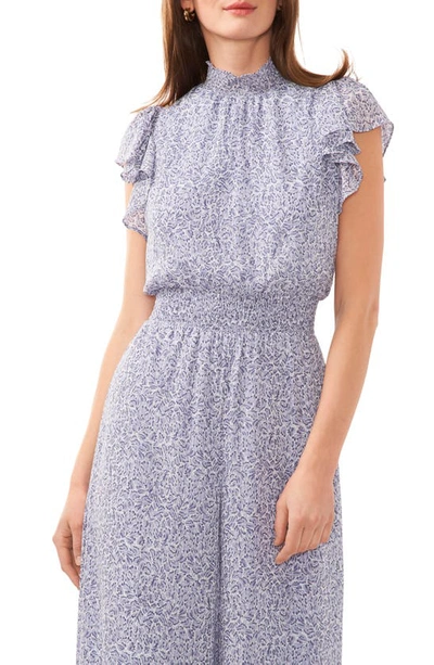 Halogen Flutter Sleeve Wide Leg Jumpsuit In Soft Indigo Blue