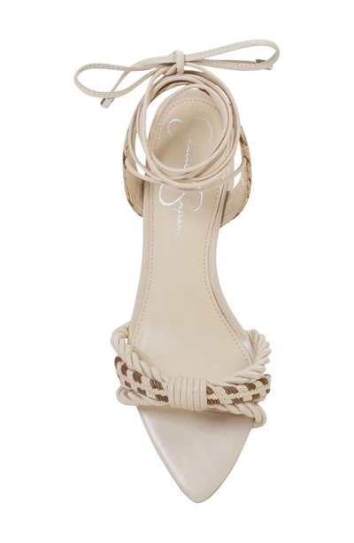 Jessica Simpson Prim Ankle Wrap Pointed Toe Sandal In Cream