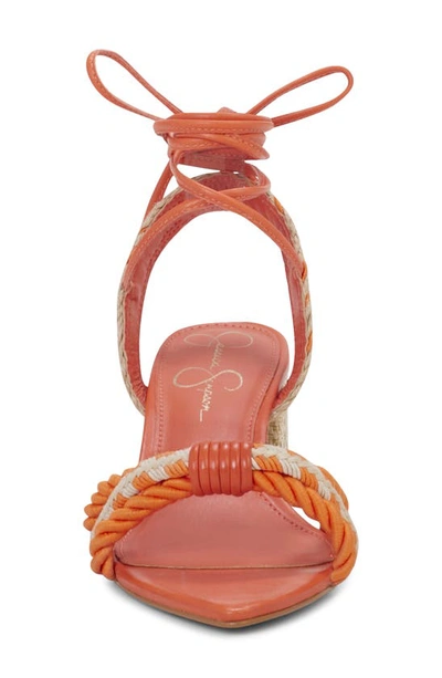 Jessica Simpson Prim Ankle Wrap Pointed Toe Sandal In Orange Combo