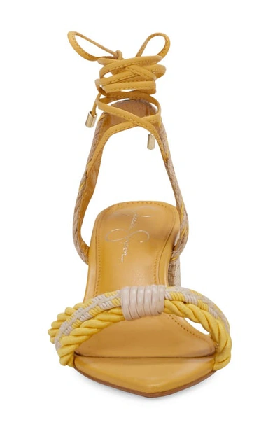 Jessica Simpson Prim Ankle Wrap Pointed Toe Sandal In Yellow Combo