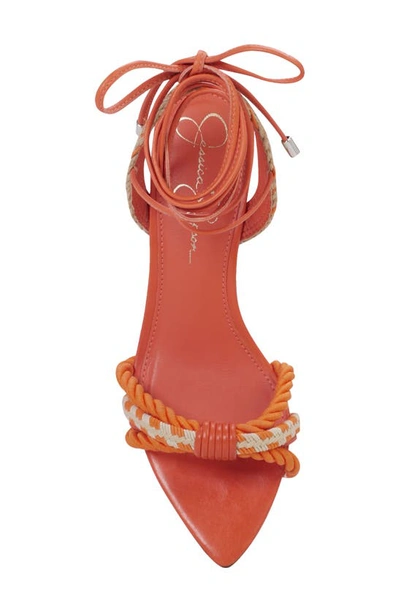 Jessica Simpson Prim Ankle Wrap Pointed Toe Sandal In Orange Combo
