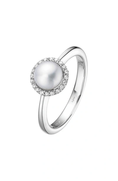 Shop Lafonn Birthstone Halo Ring In June Pearl / Silver