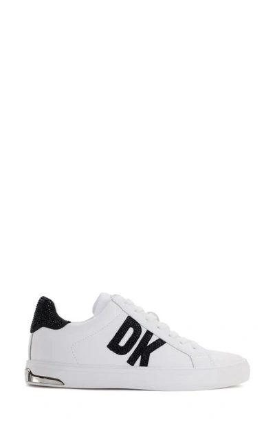 Shop Dkny Embellished Logo Sneaker In Bright White/ Black