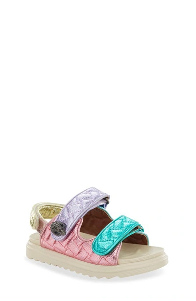 Kurt Geiger Mini Orson Quilted Metallic-woven Sandals 6-7 Years In Pastel Rainbow