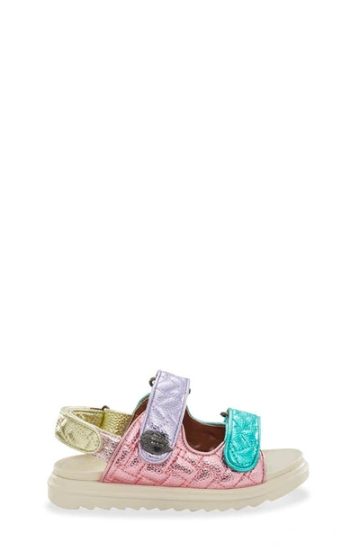 Kurt Geiger Mini Orson Quilted Metallic-woven Sandals 6-7 Years In Pastel Rainbow