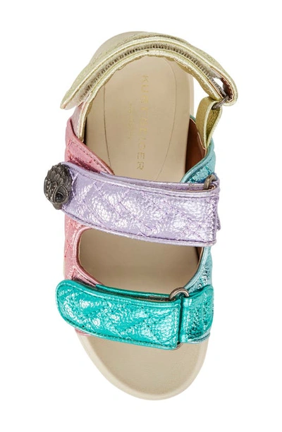 Kurt Geiger Mini Orson Quilted Metallic-woven Sandals 6-7 Years In Pastel Rainbow