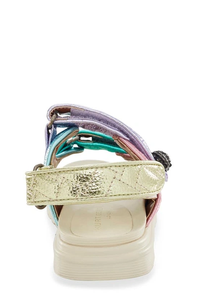 Kurt Geiger Mini Orson Quilted Metallic-woven Sandals 6-7 Years In Pastel Rainbow