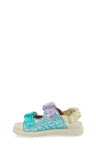 Kurt Geiger Mini Orson Quilted Metallic-woven Sandals 6-7 Years In Pastel Rainbow