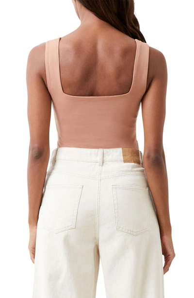 French Connection Rallie Square Neck Stretch Cotton Bodysuit In 21-mocha Mousse
