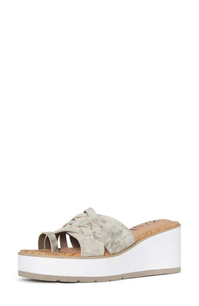 Nydj Reesie Platform Wedge Sandal In Pewter