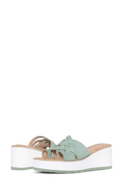 Shop Nydj Reesie Platform Wedge Sandal In Jade