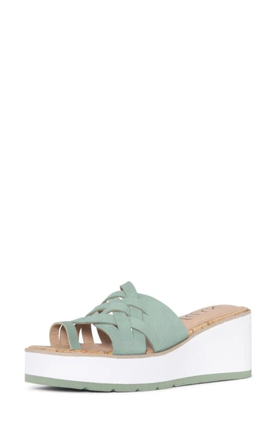 Shop Nydj Reesie Platform Wedge Sandal In Jade