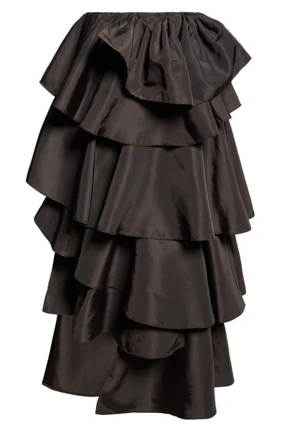Shop Farm Rio Bow Detail Tiered Midi Skirt In Black