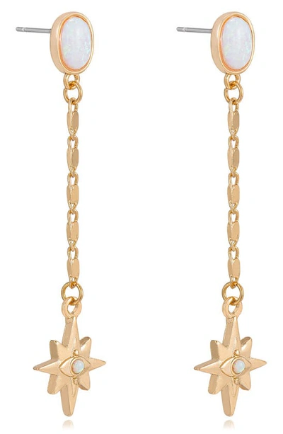 Ettika Opal Star Linear Drop Earrings In Opal
