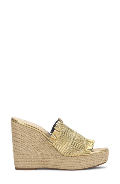 Shop Jessica Simpson Serilda Espadrille Platform Wedge Slide Sandal In Rich Gold
