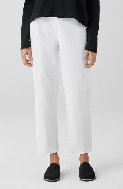 Shop Eileen Fisher Lantern Cargo Stretch Cotton & Hemp Ankle Pants In White