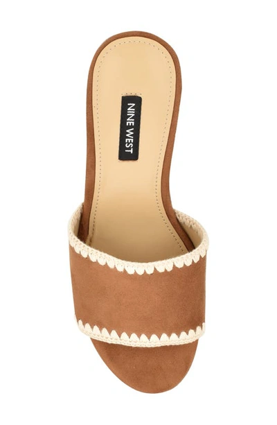Nine West Yickie 2 Womens Embroidered Faux Suede Block Heel In Medium Brown