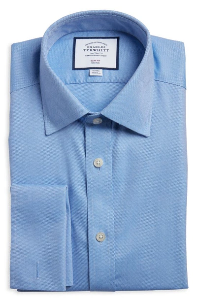 Shop Charles Tyrwhitt Slim Fit Non-iron Solid Royal Oxford Dress Shirt In Blue