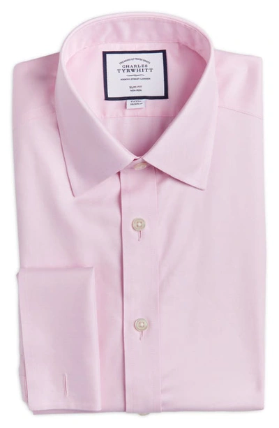 Shop Charles Tyrwhitt Slim Fit Non-iron Cotton Twill Dress Shirt In Pink