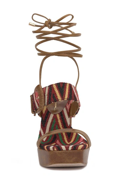 Jessica Simpson Caelia Ankle Wrap Platform Sandal In Warm Multi