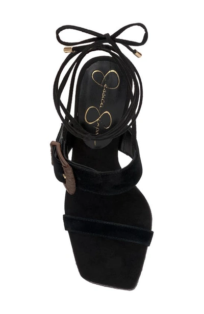 Shop Jessica Simpson Caelia Ankle Wrap Platform Sandal In Black
