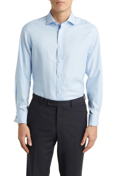 Shop Charles Tyrwhitt Slim Fit Non-iron Solid Twill Dress Shirt In Sky Blue