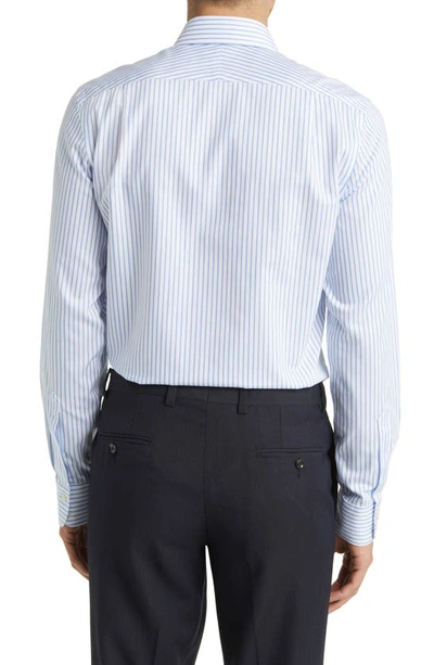 Charles Tyrwhitt Slim Fit Non-iron Stripe Twill Dress Shirt In Cornflower Blue