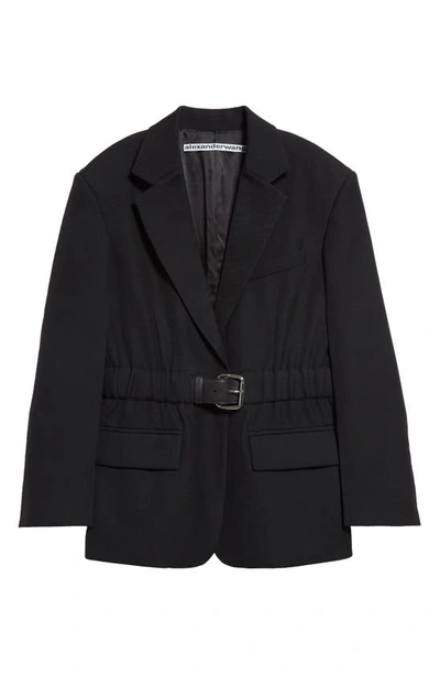 Shop Alexander Wang Belted Wool Blazer In Black