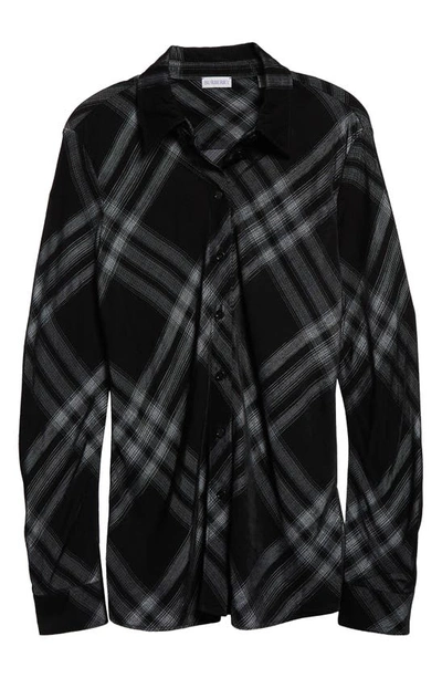 Shop Burberry Slim Fit Large Check Button-up Shirt In Monochrome Ip Pttn