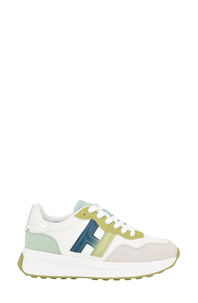 Shop Tommy Hilfiger Dhante Sneaker In White/ Medium Green