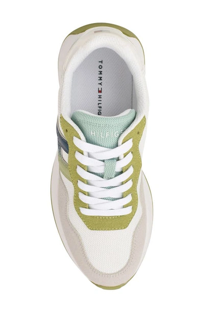 Shop Tommy Hilfiger Dhante Sneaker In White/ Medium Green