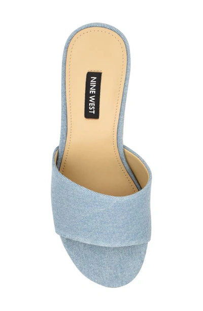 Shop Nine West Boone Denim Platform Slide Sandal In Light Blue