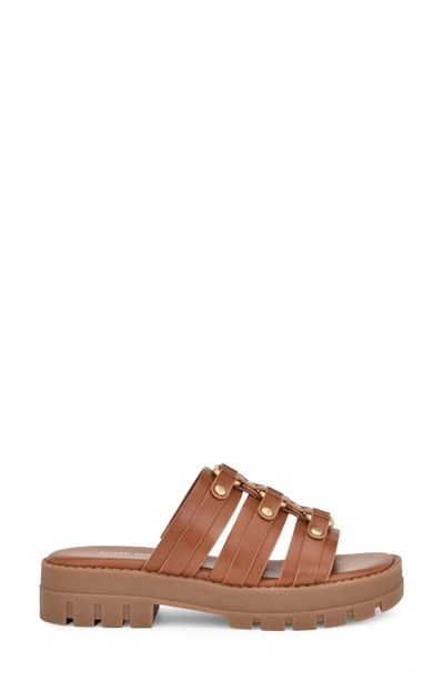 Nine West Cazz Platform Slide Sandal In Medium Brown