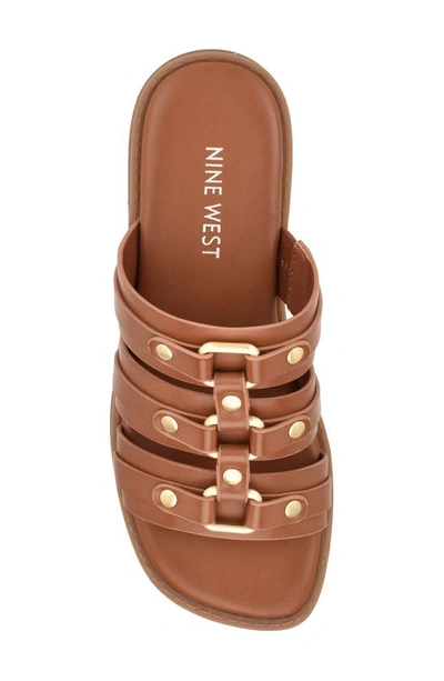 Nine West Cazz Platform Slide Sandal In Medium Brown
