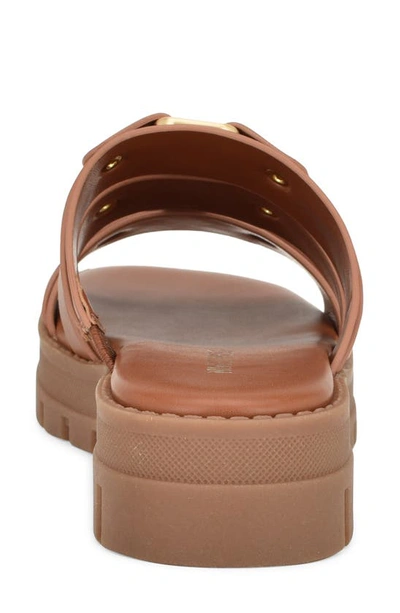 Nine West Cazz Platform Slide Sandal In Medium Brown